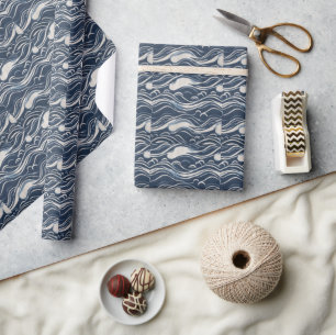 Japanische Indigo-Textilien Geschenkpapier