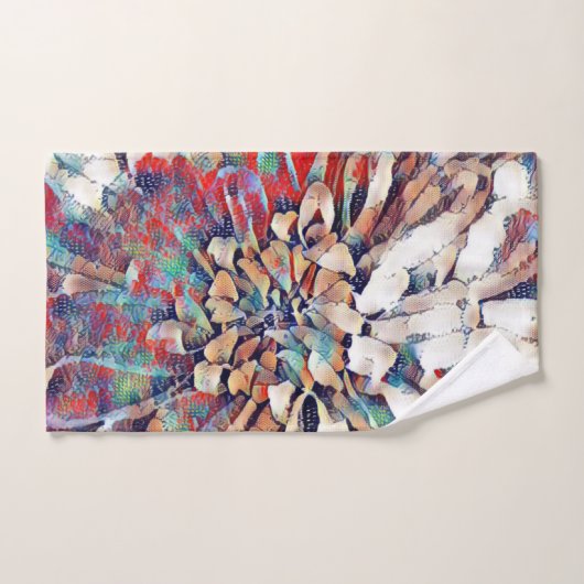 Japanische Inspirierte Blume Sketch Abstrakt  Badhandtuch Set (Handtuch)