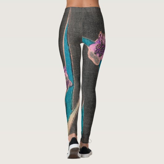 JAPANISCHE IRIEN IN SCHWARZDRUCKEN Leggings (Rückseite)