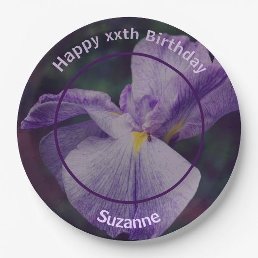 Japanische Iris Blume Personalisiert Geburtstagspa Pappteller (Vorderseite)