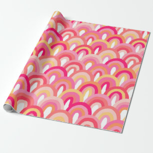 Japanische Jakobsmuscheln nahtlos, farbenfroher Re Geschenkpapier
