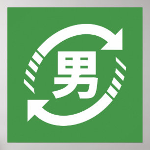 Japanische Jungs gerecycelt   Kanji Nihongo Poster