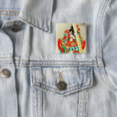 Japanische Kabuki Warrior Schauspieler Samurai Man Button (Beispiel)