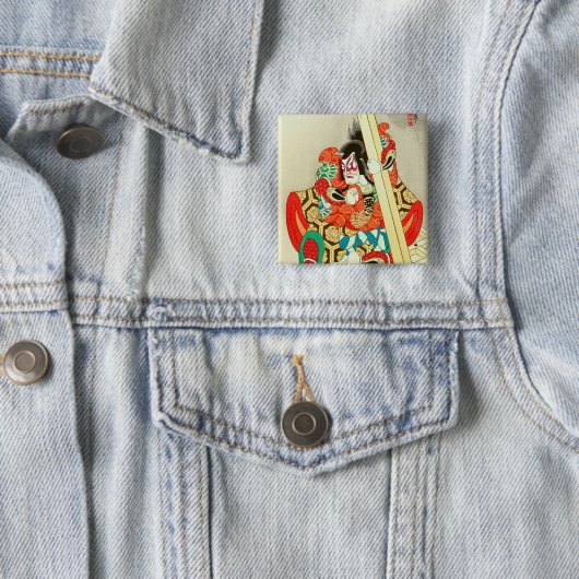 Japanische Kabuki Warrior Schauspieler Samurai Man Button (Beispiel)