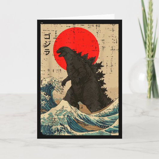 Japanische Kaiju-Welle Rote Sonne Japan Monster Mä Karte (Vorderseite)