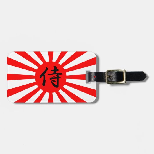 Japanische Kaiserflagge mit Samurai-Kanji-Symbol Gepäckanhänger (Vorderseite horizontal)
