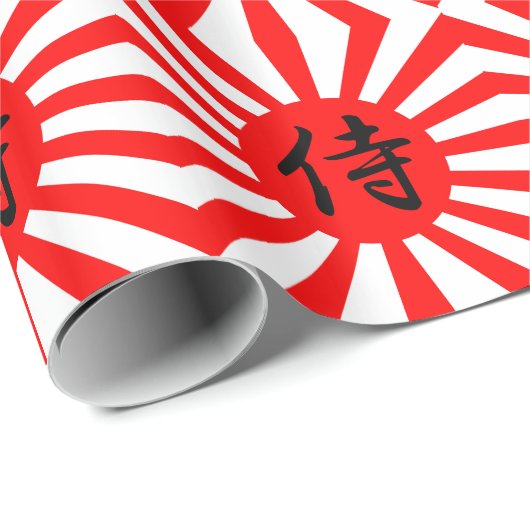 Japanische Kaiserflagge mit Samurai-Kanji-Symbol Geschenkpapier (Rolleneckpunkt)