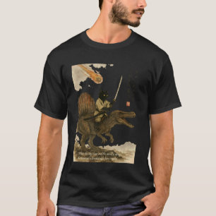 Japanische Kalligrafie Katze Reitet Dinosaurier We T-Shirt
