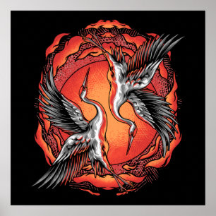 Japanische Kampfkran - Asiatische Kunst Poster