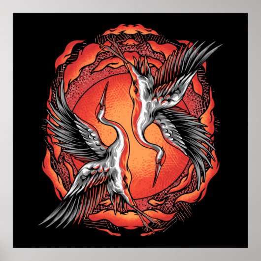 Japanische Kampfkran - Asiatische Kunst Poster (Vorne)