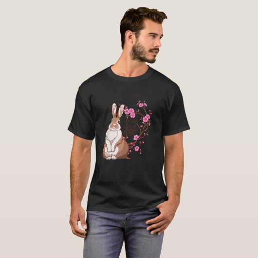 Japanische Kaninchen Sakura Kirschblossom Blume Bä T-Shirt (Vorne ganz)