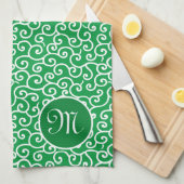 Japanische Karakusa Arabesque Spiralvine Muster Geschirrtuch (Viertel Falte)