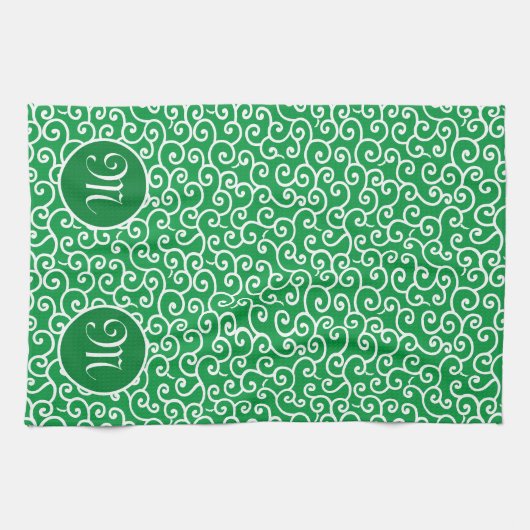 Japanische Karakusa Arabesque Spiralvine Muster Geschirrtuch (Horizontal)