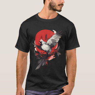 Japanische Kardinalrotsonne Minimalistische Kunst. T-Shirt