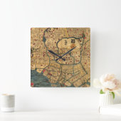 Japanische Karte: Tokio / Edo Quadratische Wanduhr (Zuhause)