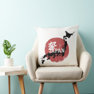 Japanische Kartenkissen - Red Sun & Kanji Cushion Kissen