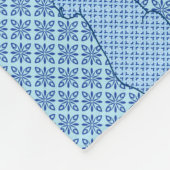 Japanische Katze - Blue Kimono Print Fleecedecke (Ecke)