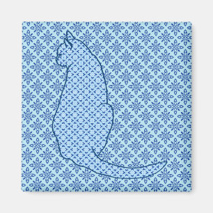Japanische Katze - Blue Kimono Print Magnet