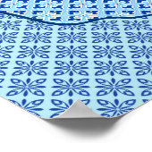 Japanische Katze - Blue Kimono Print Poster (Ecke)