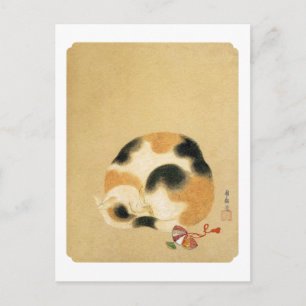 Japanische Katze Calico, Hanabusa Itchō Postkarte