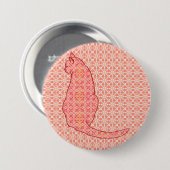 Japanische Katze - Coral Orange Batik Button (Vorne & Hinten)