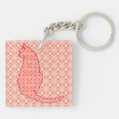 Japanische Katze - Coral Orange Batik Schlüsselanhänger (Rückseite)