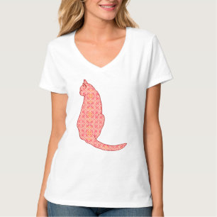 Japanische Katze - Coral Orange Batik T-Shirt