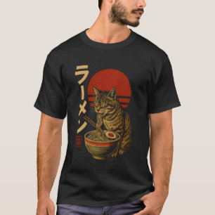 Japanische Katze, die Ramen isst T-Shirt