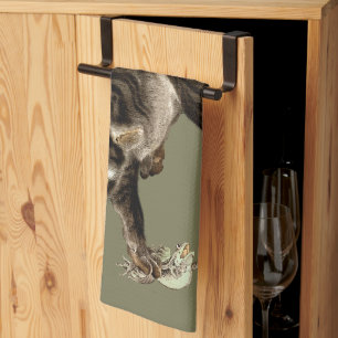 Japanische Katze fängt einen Frosch Geschirrtuch