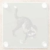 Japanische Katze fängt einen Frosch Glasuntersetzer (Rückseite)