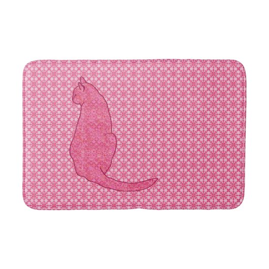 Japanische Katze - Fuchsia Pink Batik Badematte (Vorderseite)
