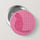 Japanische Katze - Fuchsia Pink Batik Button (Vorne & Hinten)