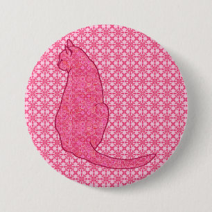 Japanische Katze - Fuchsia Pink Batik Button