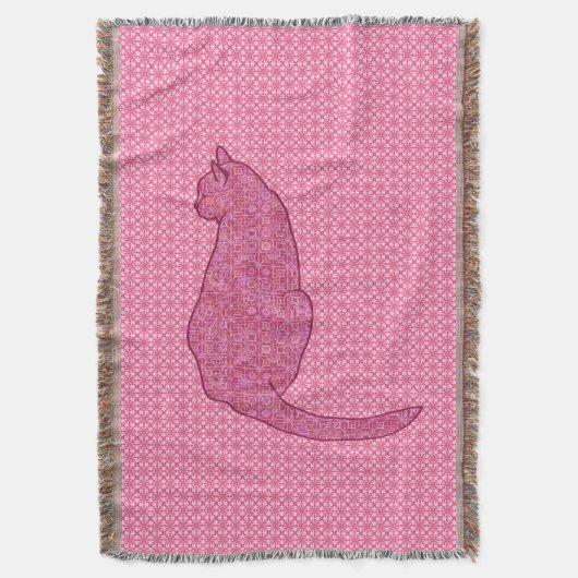 Japanische Katze - Fuchsia Pink Batik Decke (Vorderseite Vertikal)