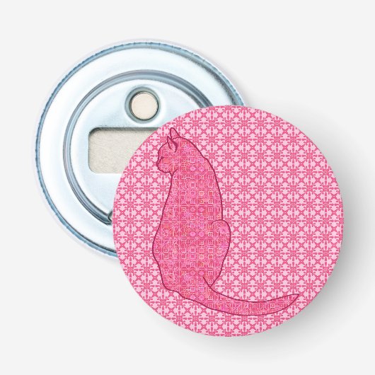 Japanische Katze - Fuchsia Pink Batik Flaschenöffner (Vorderseite)