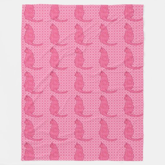 Japanische Katze - Fuchsia Pink Batik Fleecedecke (Vorderseite)