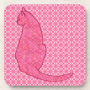Japanische Katze - Fuchsia Pink Batik Getränkeuntersetzer