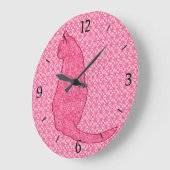 Japanische Katze - Fuchsia Pink Batik Große Wanduhr (Winkel)