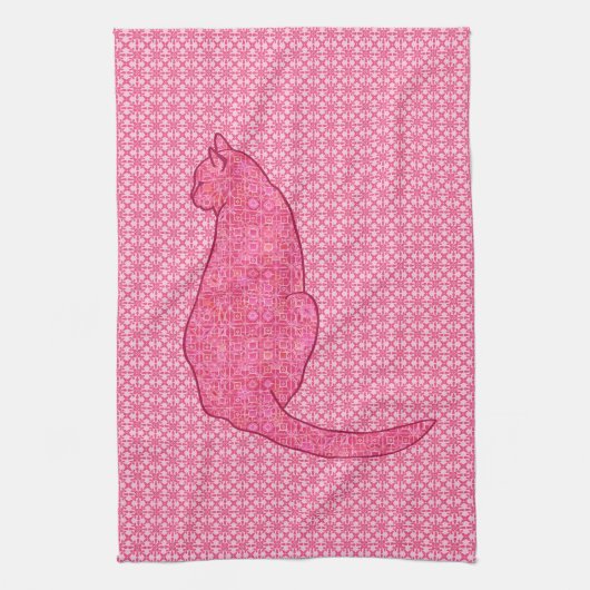Japanische Katze - Fuchsia Pink Batik Handtuch (Vertikal)