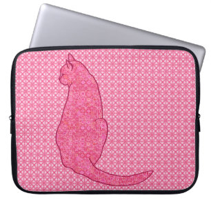 Japanische Katze - Fuchsia Pink Batik Laptopschutzhülle