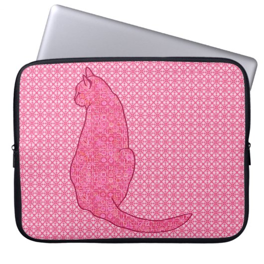 Japanische Katze - Fuchsia Pink Batik Laptopschutzhülle (Vorderseite)