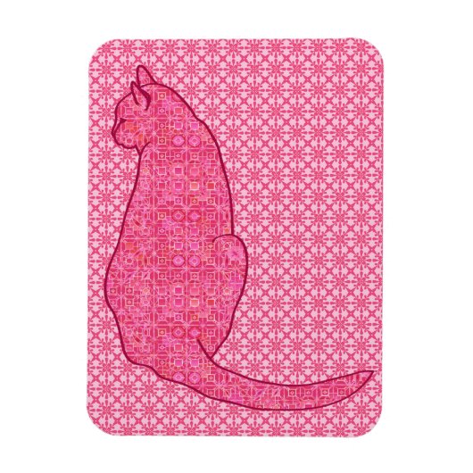 Japanische Katze - Fuchsia Pink Batik Magnet (Vertikal)
