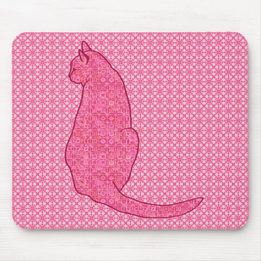 Japanische Katze - Fuchsia Pink Batik Mousepad (Vorne)