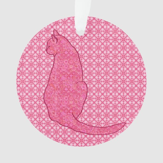 Japanische Katze - Fuchsia Pink Batik Ornament (Vorderseite)