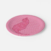 Japanische Katze - Fuchsia Pink Batik Pappteller (Schrägansicht)