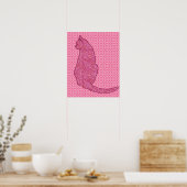 Japanische Katze - Fuchsia Pink Batik Poster (Küche)