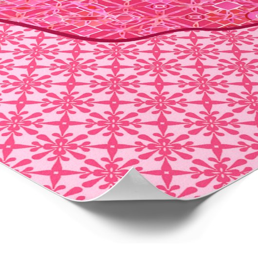 Japanische Katze - Fuchsia Pink Batik Poster (Ecke)