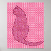 Japanische Katze - Fuchsia Pink Batik Poster (Vorne)