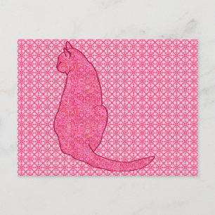 Japanische Katze - Fuchsia Pink Batik Postkarte
