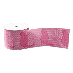Japanische Katze - Fuchsia Pink Batik Ripsband
